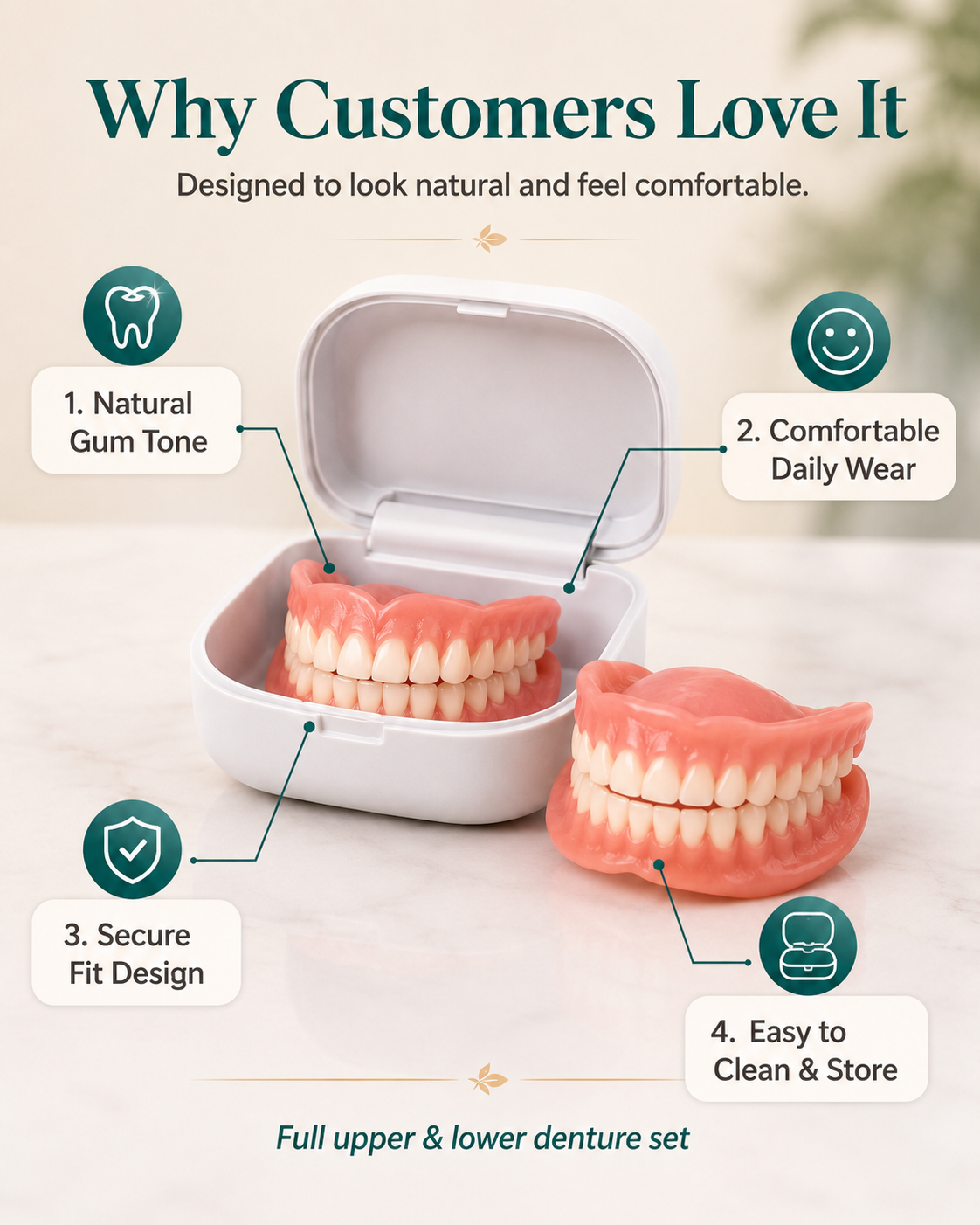 FDA-certified complete dentures (USA)